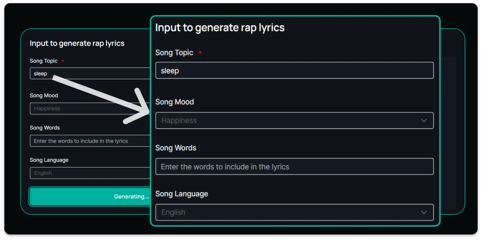 Step 1: Enter Song Topic
