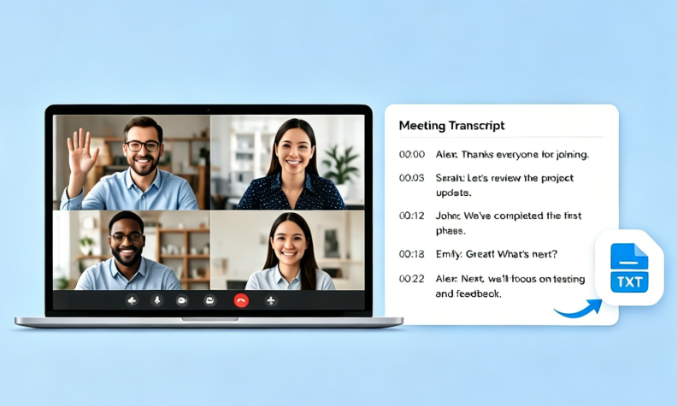 میٹنگز کے لیے ویڈیو کو ٹیکسٹ میں ٹرانسکرائب کریں