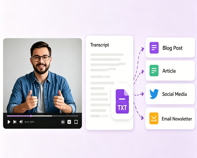 مواد کے دوبارہ استعمال کے لیے ویڈیو کو ٹیکسٹ میں تبدیل کریں