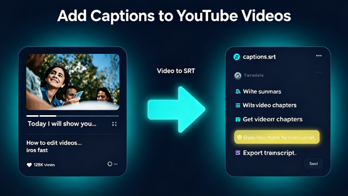 Creator generating SRT subtitles for YouTube videos